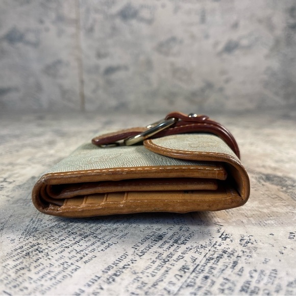 Dooney & Bourke  Leather and Canvas Trifold Wallet Gold Tone Hardware - Picture 2 of 13